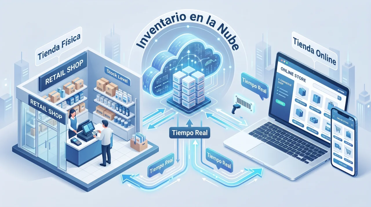 Infografía de tienda física con una tienda online